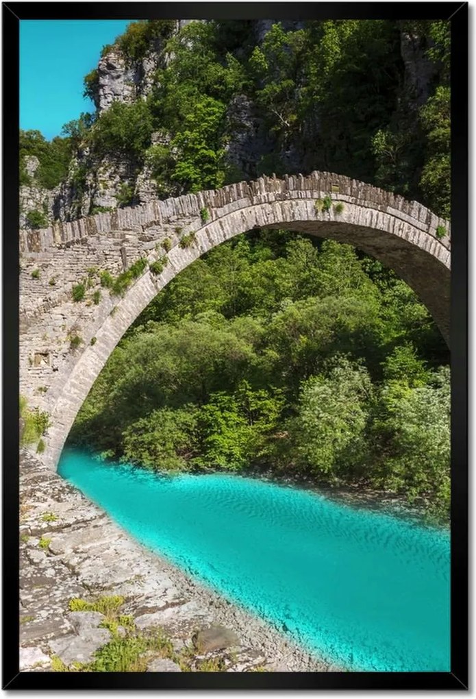 Poszterek keretben 40x60 Türkiz folyó híd