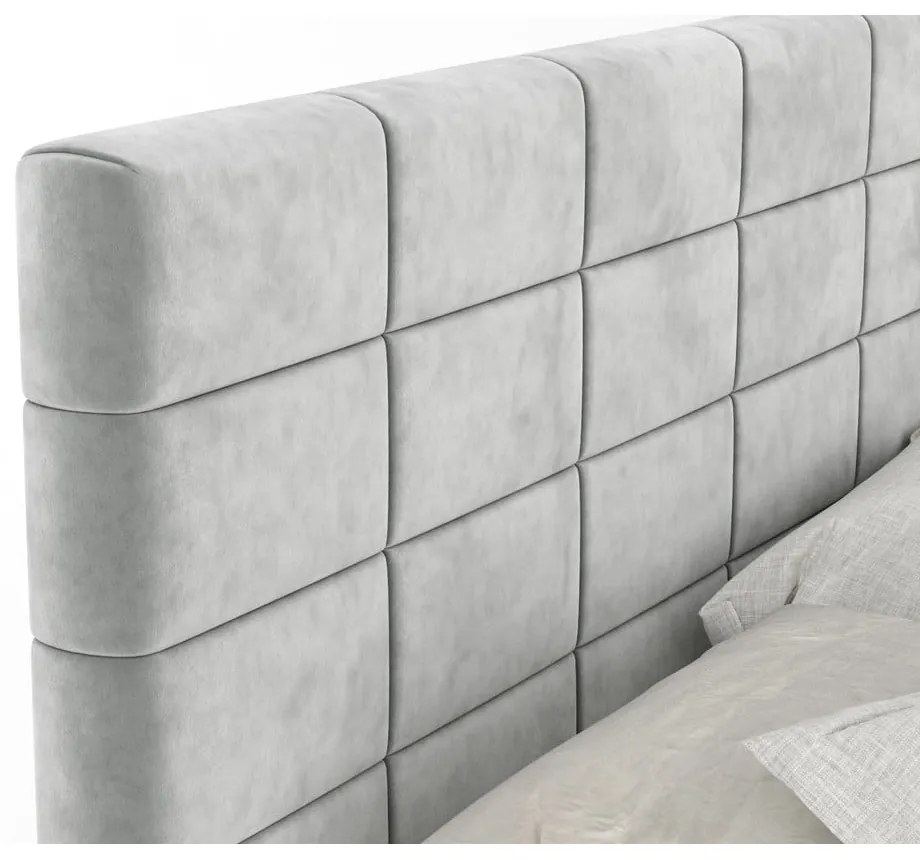 Világosszürke ágyneműtartós boxspring ágy 200x200 cm Ava – Maison de Rêve