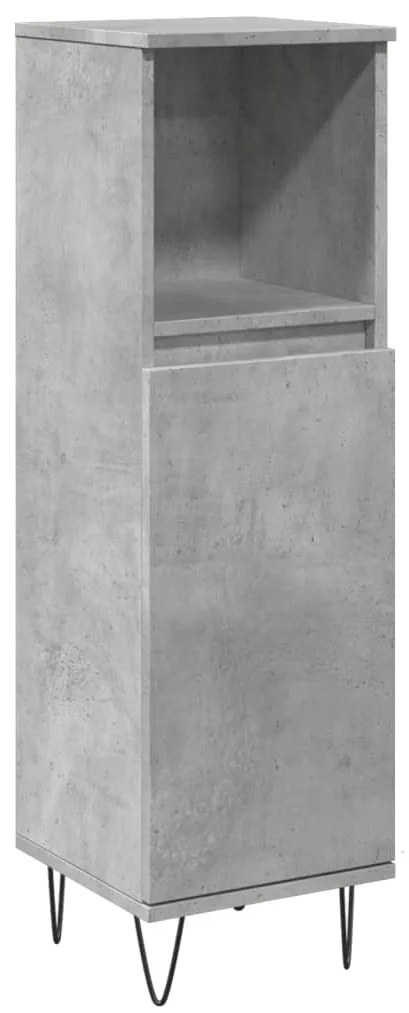Betonszürke szerelt fa fürdőszobaszekrény 30 x 30 x 100 cm