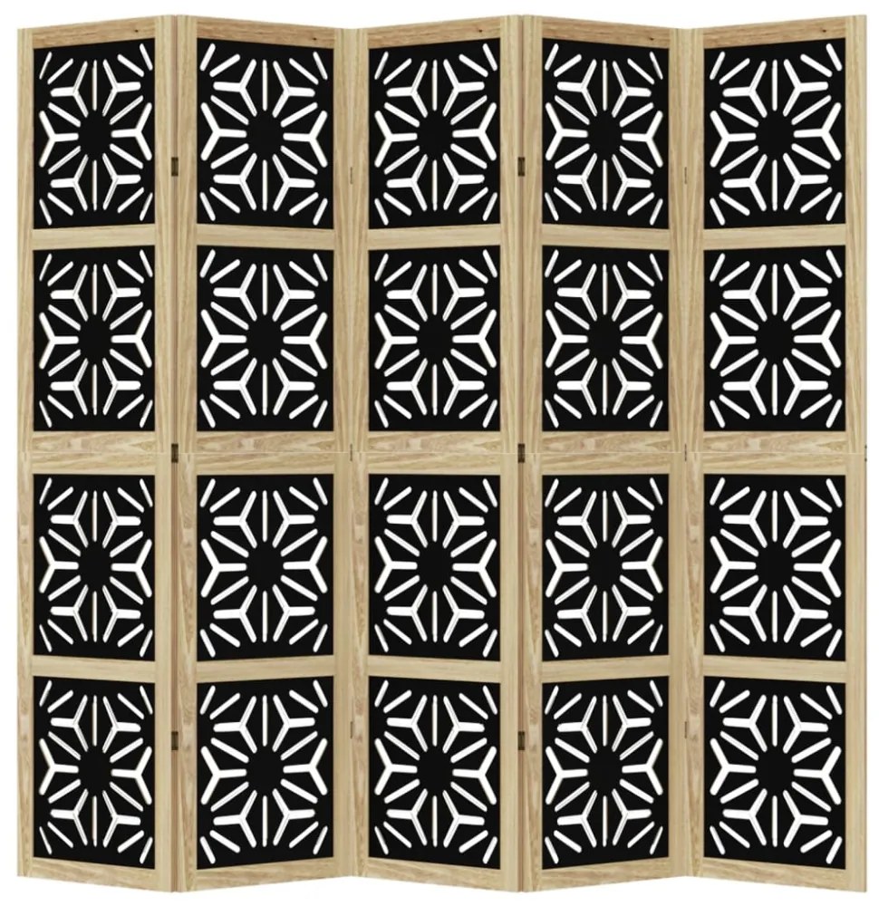 5 paneles barna és fekete tömör császárfa térelválasztó