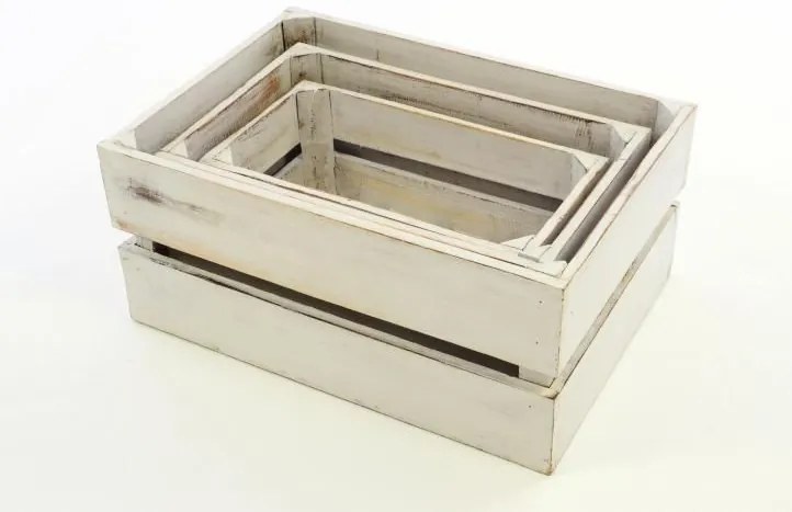 DIVERO Kerti fa tároló doboz 3 db VINTAGE fehér