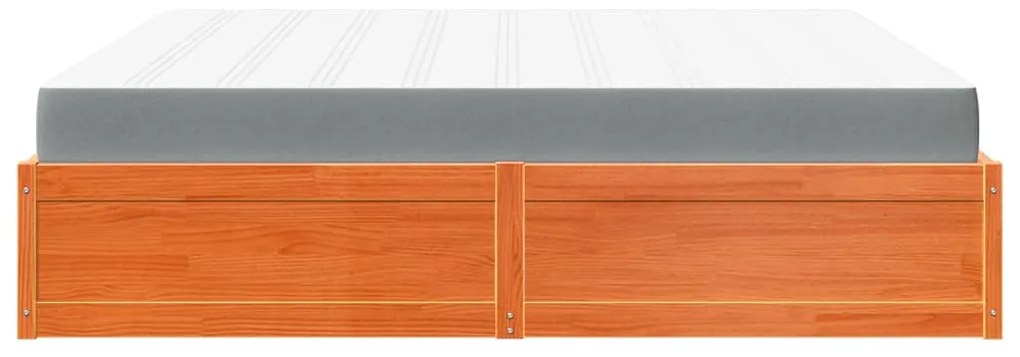 viaszbarna tömör fenyőfa ágy matraccal 200 x 200 cm