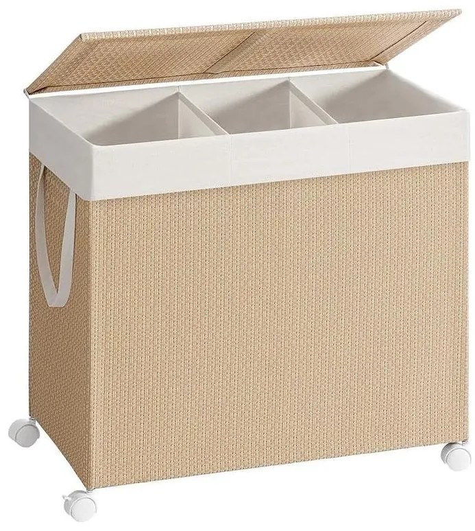 Szennyeskosár  3 rekesszel, 140 literes, levehető béléssel natúr bézs és matt fehér színben