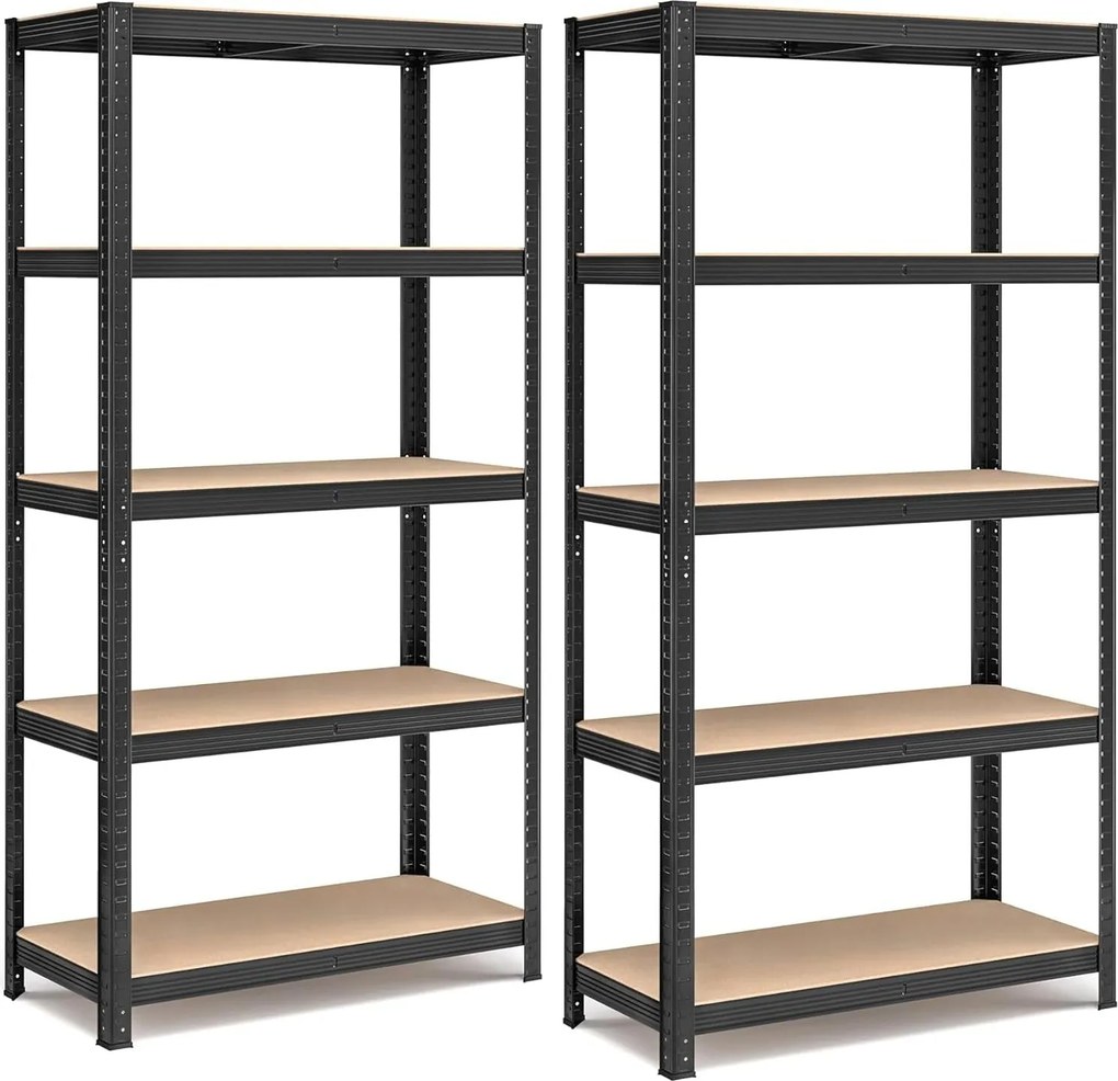 Acél polcrendszer 2 db-os, 180x90x40 cm, fekete