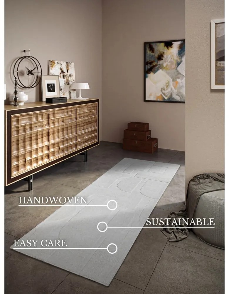 Krémszínű kézi szövésű gyapjú futószőnyeg 80x250 cm Alexis – Villeroy&amp;Boch