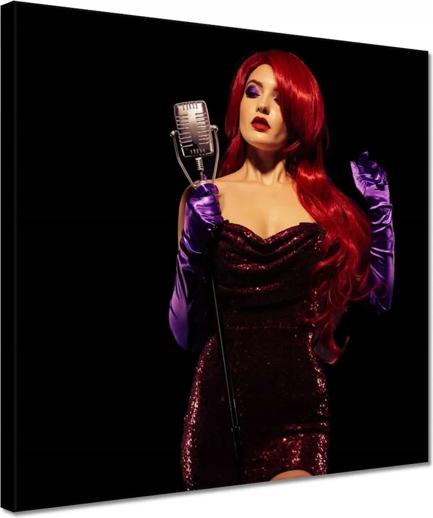 Vászonkép 30x30 Nő piros ruhában