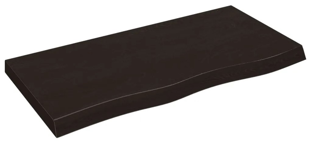 sötétbarna kezelt tömör tölgyfa fali polc 100x50x(2-6) cm