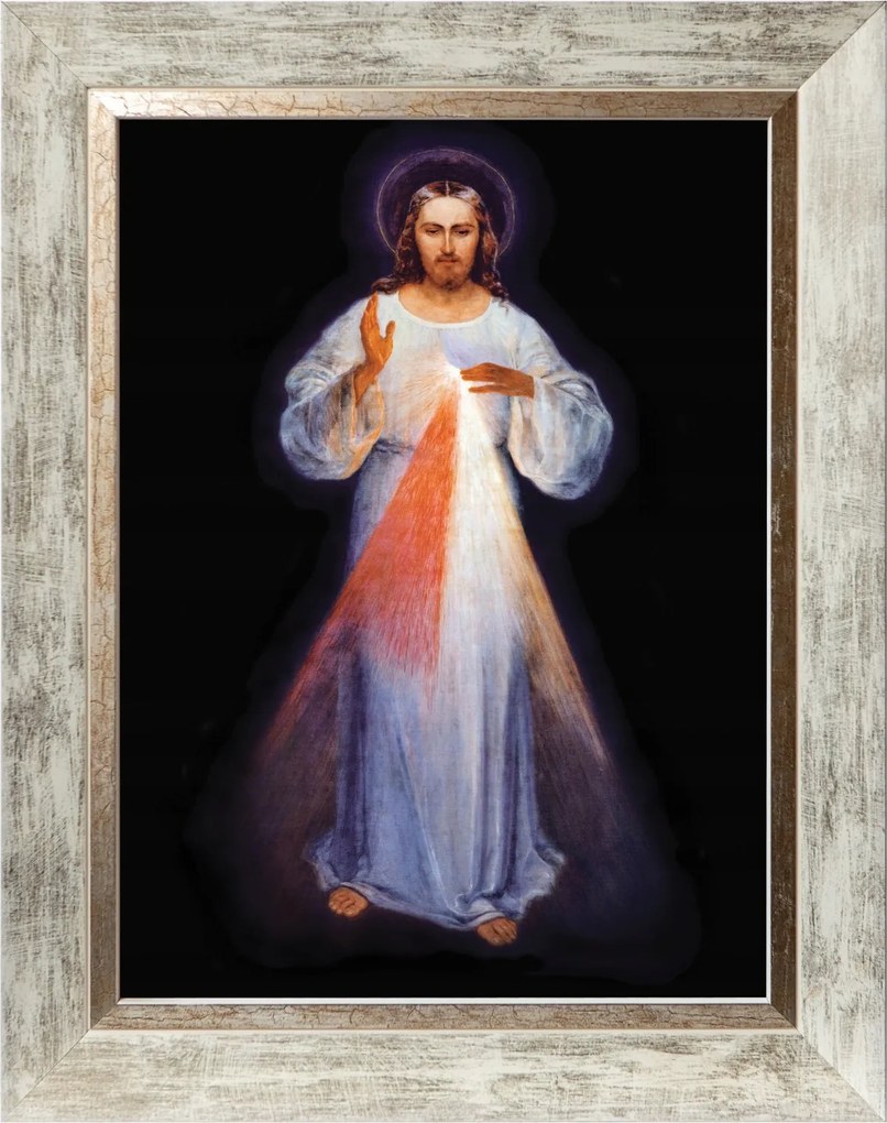 Jézus Krisztus Jézus Bízom Benned Kép Fehér Díszített Keretben 30X40