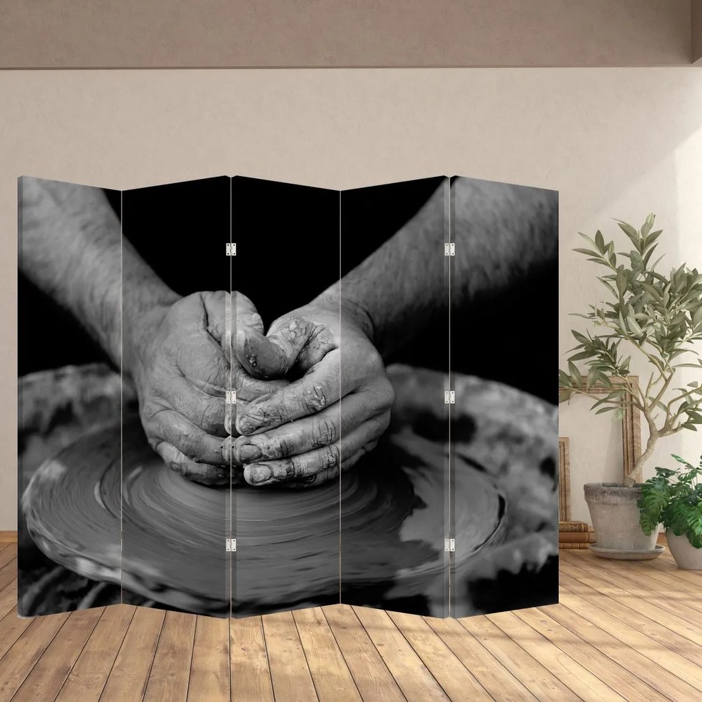 Paraván -  Kerámia gyártás - Fekete-fehér (210x170 cm)
