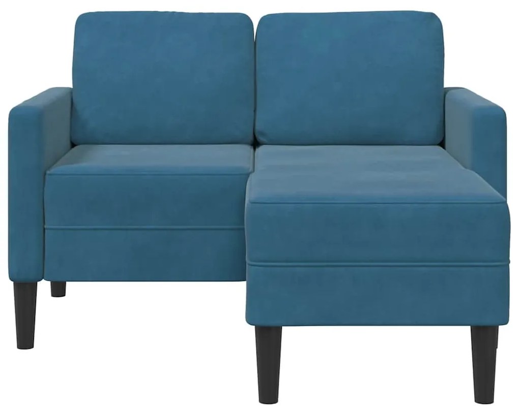 kék bársony 2 üléses kanapé L-alakú kanapéval 125 cm