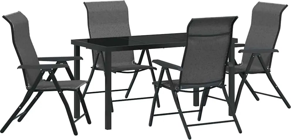 vidaXL Kert étkező szett 5 pcs Szürke Porszórt acél