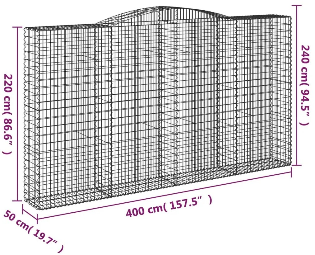 8 db íves horganyzott vas gabion kosár 400x50x220/240 cm
