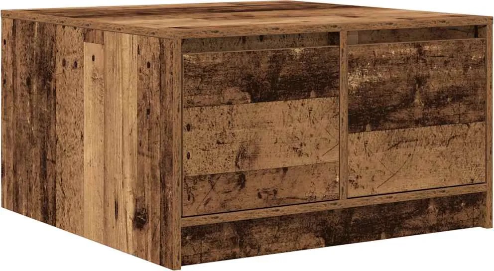 vidaXL antik fa dohányzóasztal fiókokkal 70,5x70x40 cm