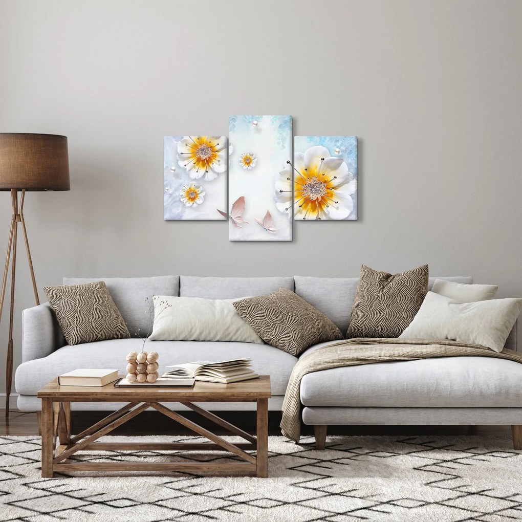 Kép - Kompozíció virágokkal és pillangókkal (90x60 cm)