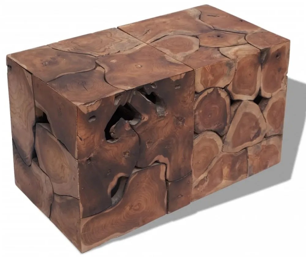 vidaXL tömör tikfa dohányzóasztal / zsámoly