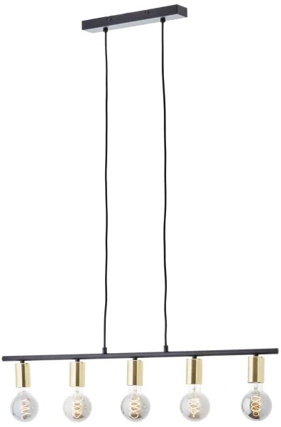 Brilliant - KERRY kábeles csillár 5xE27/40W/230V fekete/sárgaréz