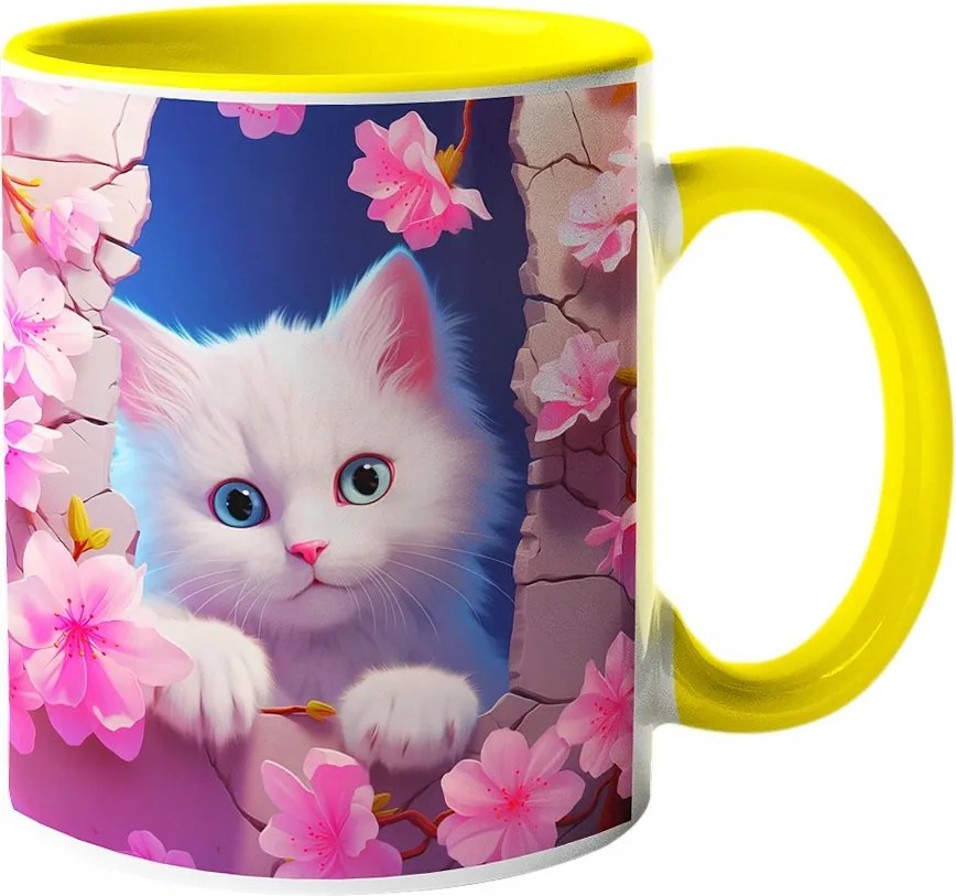 Csodaszép Macska Bögre Cicáknak Aranyos Cica "3D hatás" Ajándék 330ml.