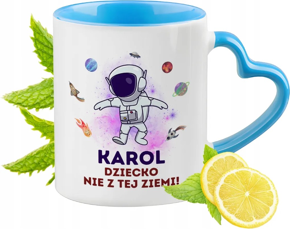 Kék bögre szív alakú füllel Károlynak Ideális Ajándék