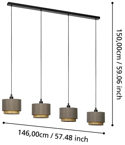 Eglo 390121 - Csillár zsinóron MARCHENA 4xE27/40W/230V barna