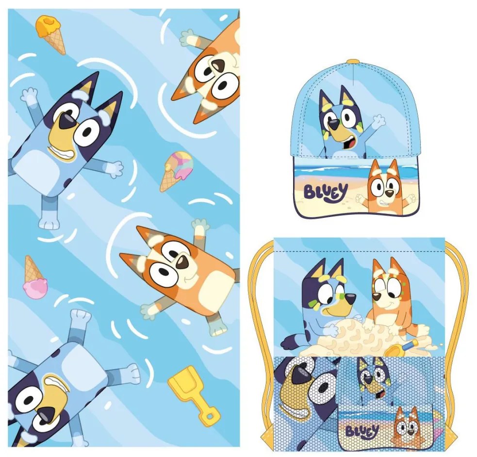 Bluey Ice Cream törölköző, tornazsák, baseball sapka szett