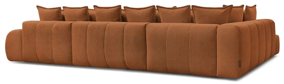 Terrakotta színű zsenília kinyitható-tárolóhelyes sarokkanapé (bal oldali-U alakú) Everest – Bobochic Paris