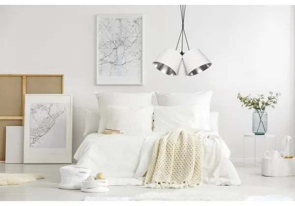 Csillár zsinóron ZOMA 3xE27/60W/260V fehér/fényes króm