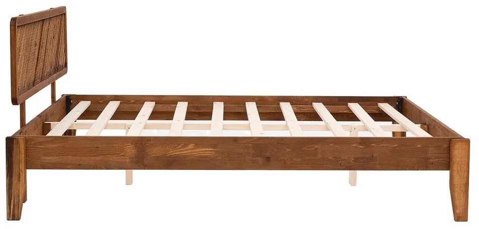 Natúr színű-sötétbarna lucfenyő franciaágy ágyráccsal 160x200 cm Izabelya – Kalune Design