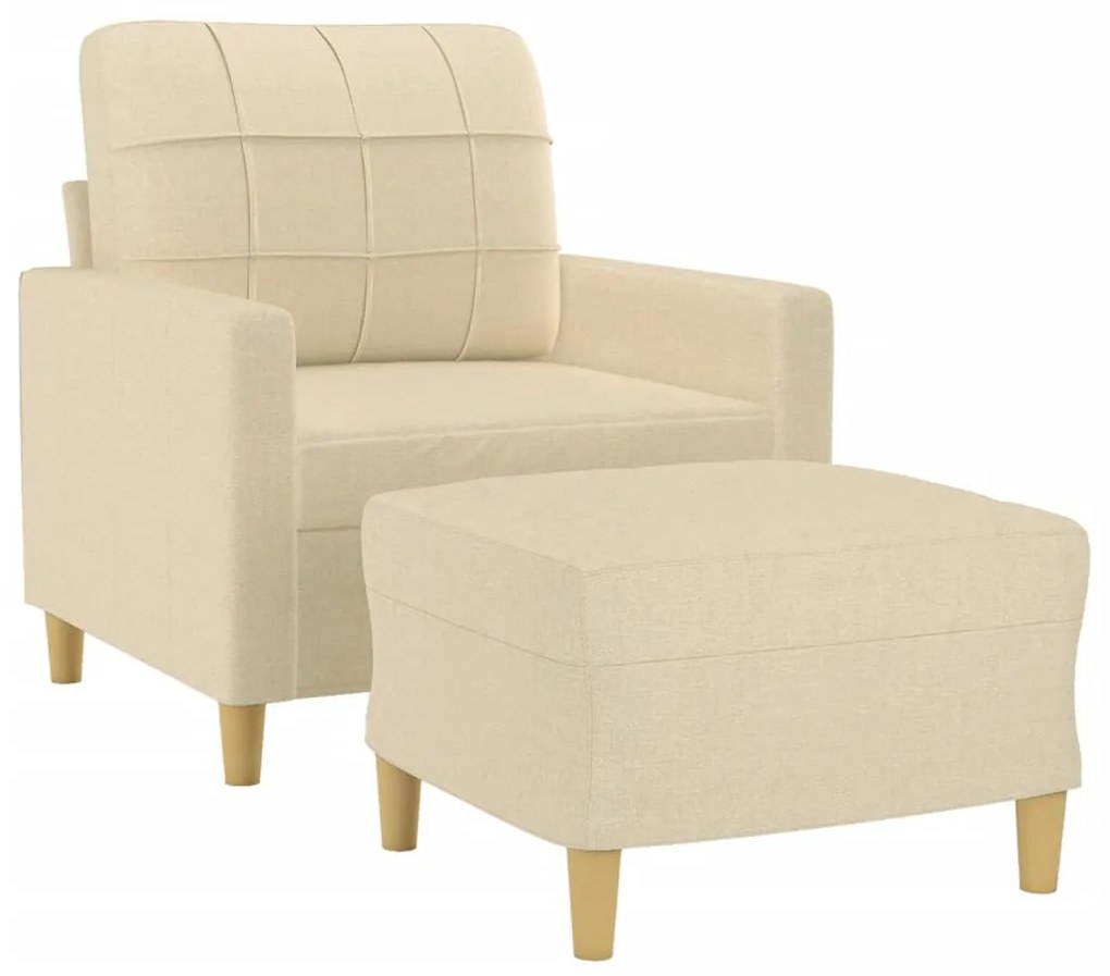 krémszínű szövet kanapéfotel lábtartóval 60 cm