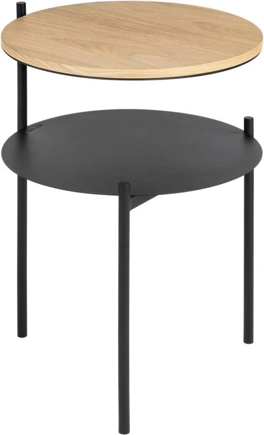 Fekete-natúr színű éjjeliszekrény tölgyfa dekoros asztallappal Tu – noo.ma