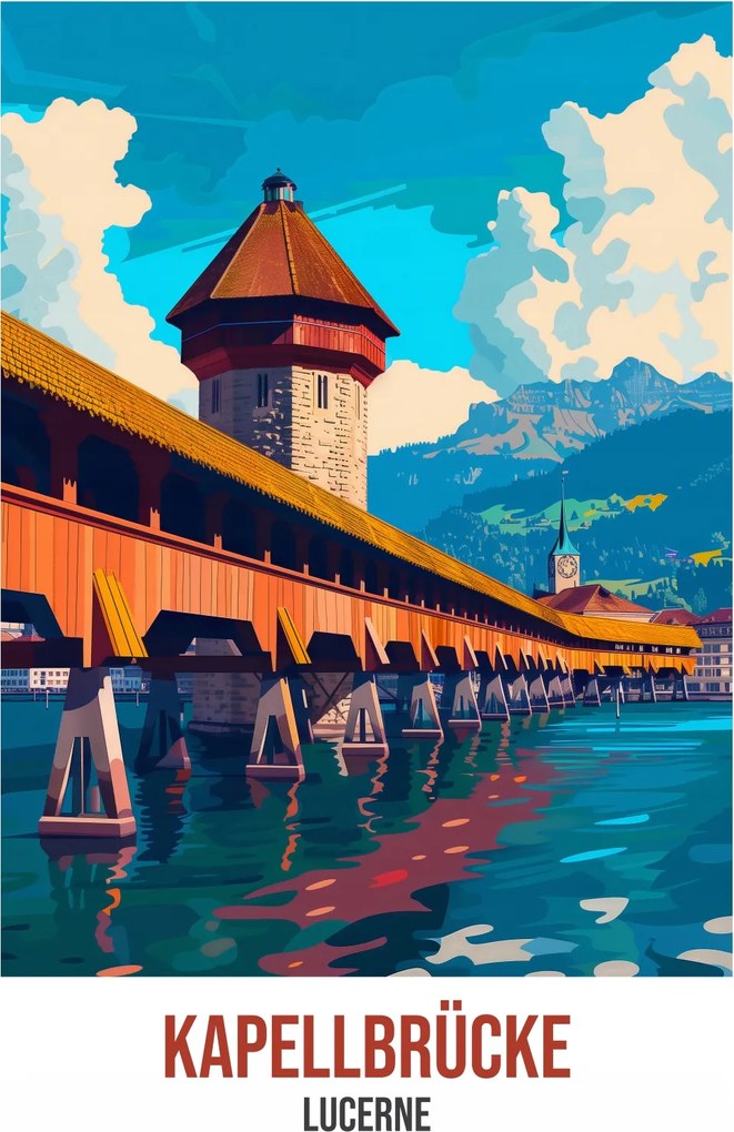 Poszter 30x45cm Kapellbrücke, Lucerne