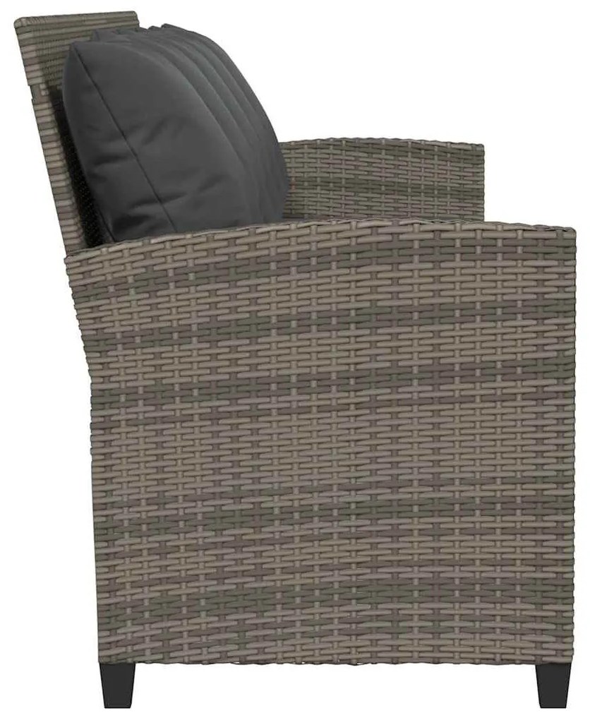 5 személyes szürke polyrattan kerti kanapé párnával