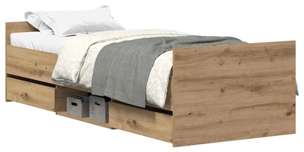 kézműves tölgy szerelt fa ágykeret matrac nélkül 90x190 cm