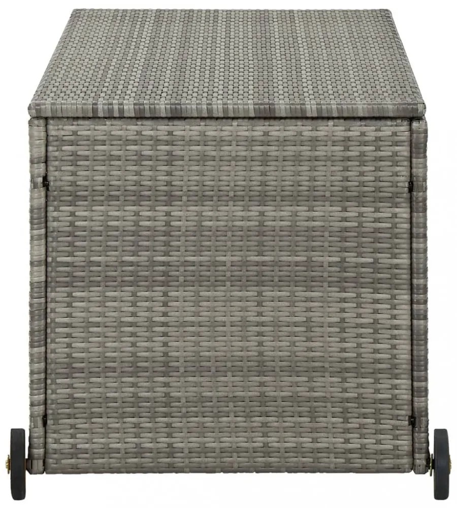 világosszürke polyrattan kerti tárolóláda 120 x 65 x 61 cm