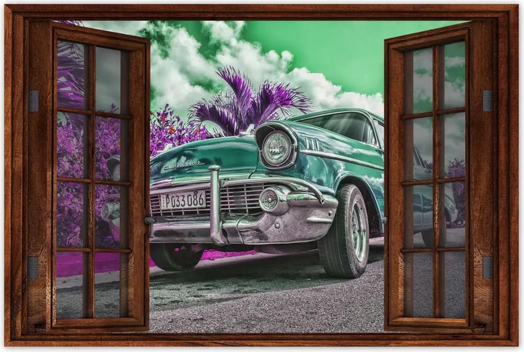 Poszterek 60x40 Klasszikus autó türkizkékben