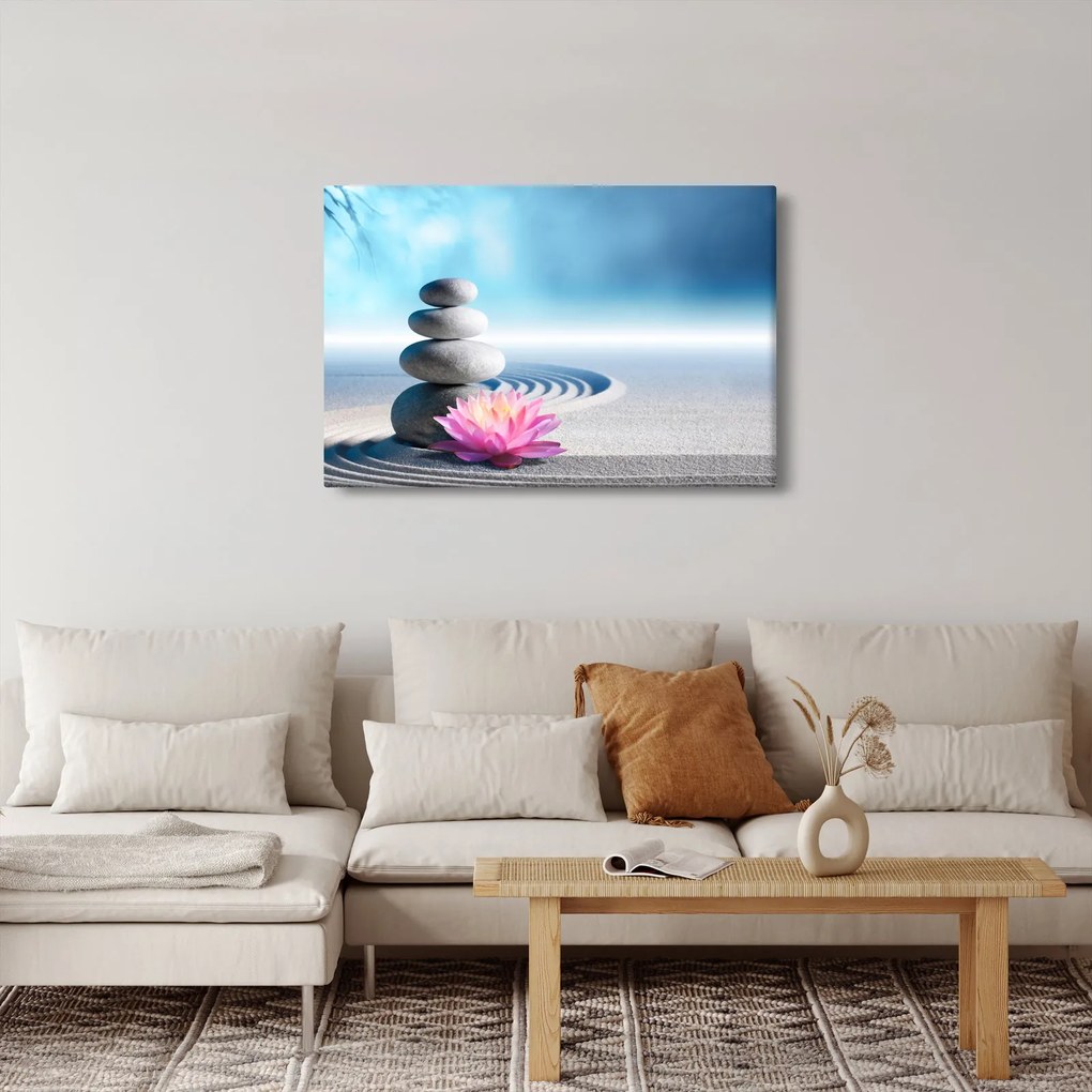 Homok, liliom és spa kövek képe (90x60 cm)
