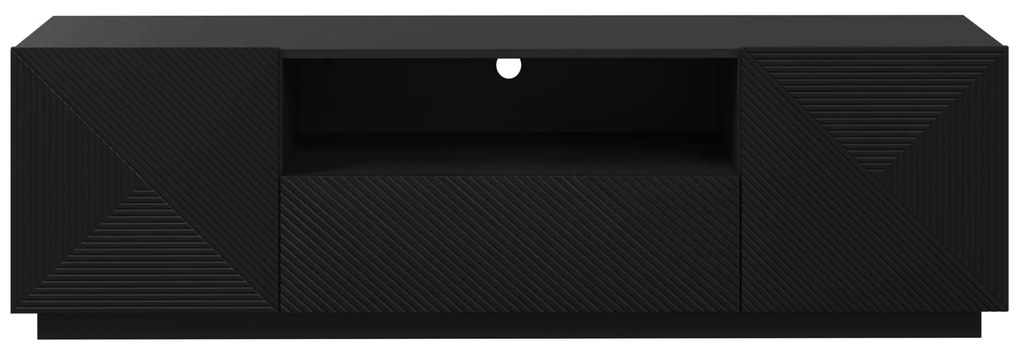 Asha TV-szekrény 167 cm fiókkal és nyitott polccal - fekete matt