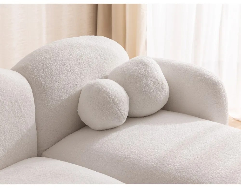 Krémszínű buklé sarokkanapé (jobb oldali-heverő résszel) Orbit – Ropez