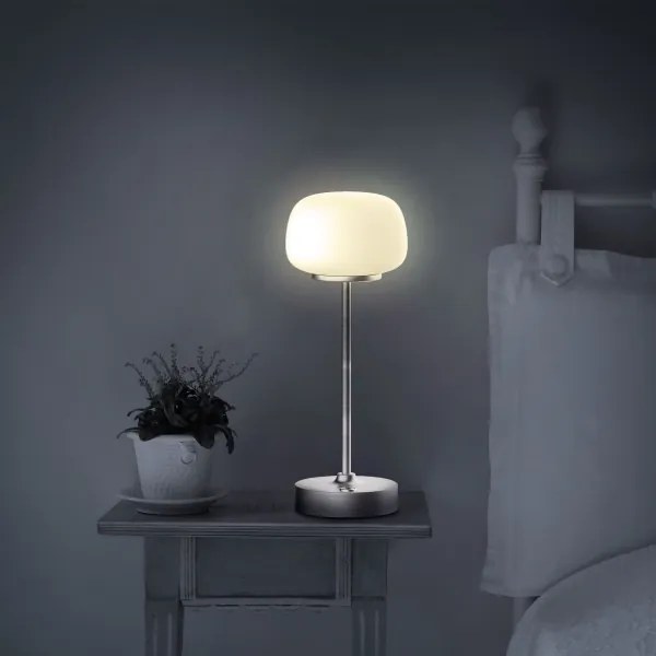 LED Dimmelhető érintős asztali lámpa RIMINI LED/2W/5V USB 2000 mAh króm/fehér