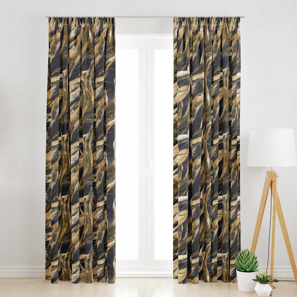 Velvet Függöny Szalagon Sárga Levelek 145x250