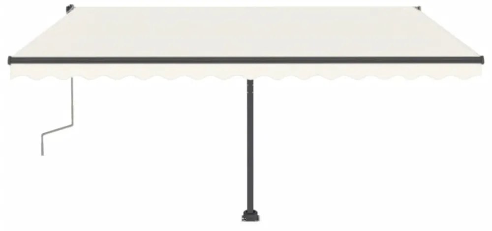 krémszínű kézzel kihúzható póznás napellenző 400 x 300 cm