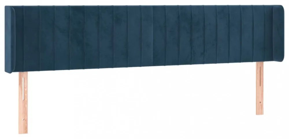 sötétkék bársony szárnyas fejtámla 203x16x78/88 cm