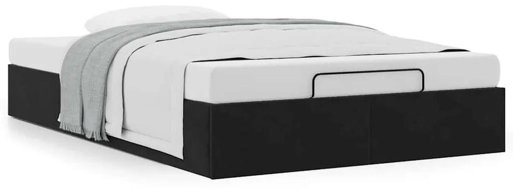 Ottomán ágykeret matrac nélkül fekete 120x190 cm bársony