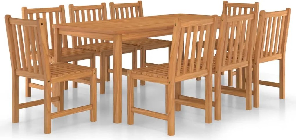 vidaXL 9 darabos tömör tíkfa kerti étkezőgarnitúra 180 x 90 cm