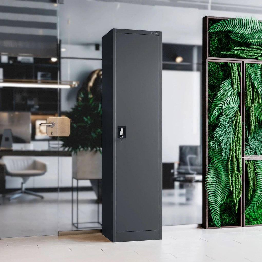 ALEX irodai irattároló fémszekrény, 450 x 1850 x 400 mm, antracit