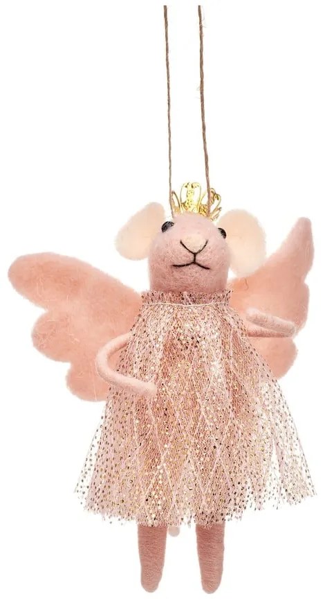 Textil kézzel készített karácsonyfadísz 13 cm Pink Princess Fairy Mouse – Sass &amp; Belle