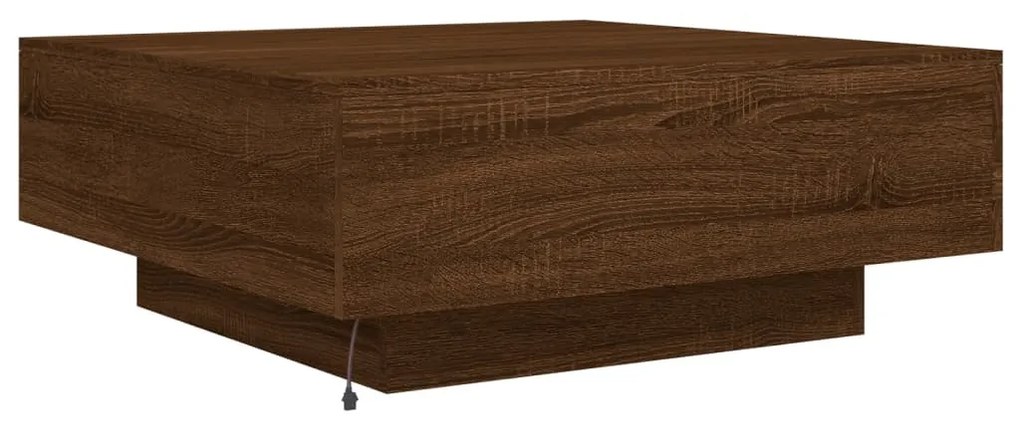 barna tölgyszínű dohányzóasztal LED-lámpákkal 80 x 8 0x 31 cm