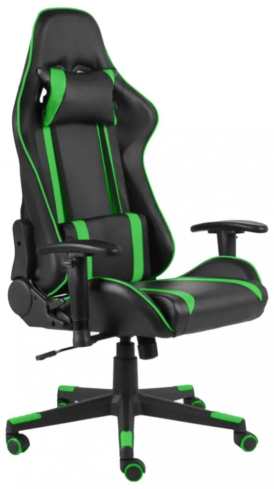 zöld PVC forgó gamer szék
