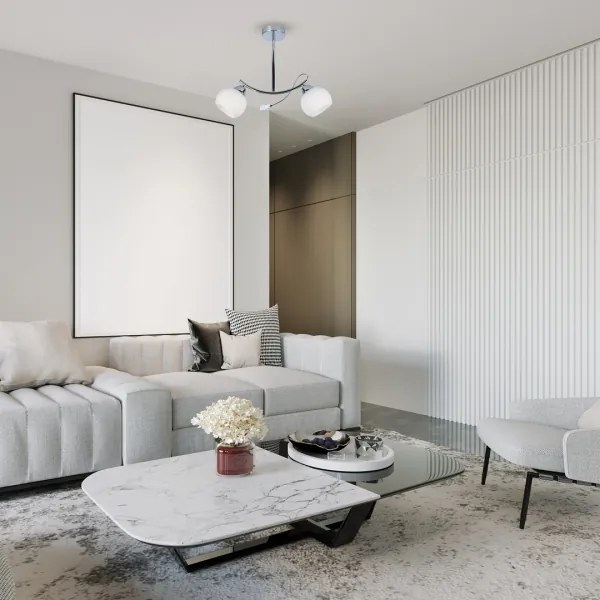 Csillár rúdon CONNOR 2xE27/15W/230V fényezett króm/fehér