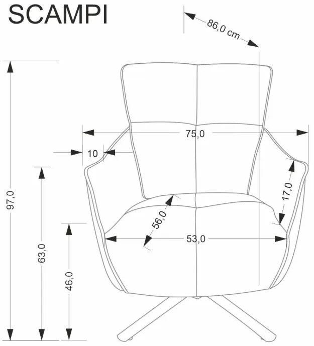 Scampi 360 fokban forgatható fotel szürke