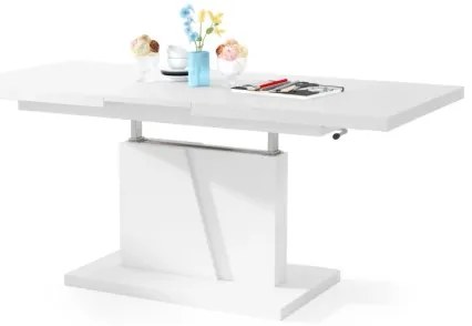 Bővíthető dohányzó-/étkezőasztal emelhető asztallappal NINO fehér